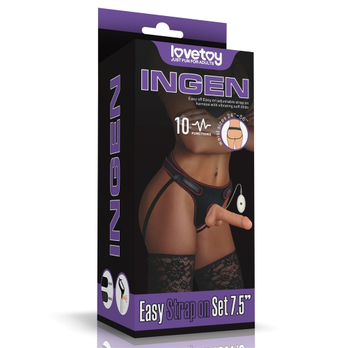 LOVETOY 7.5” VIBRATING EASY STRAP ON SET